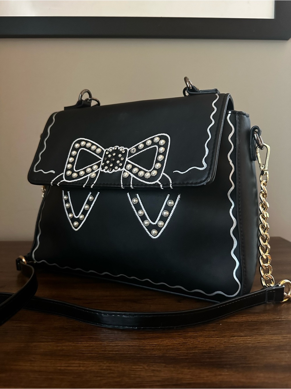 Betsey Johnson Studded Bow Handbag
